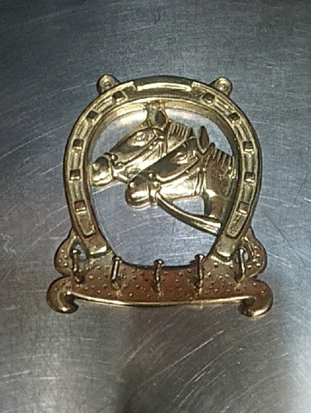 Brass Horse Head Horseshoe Key Rack